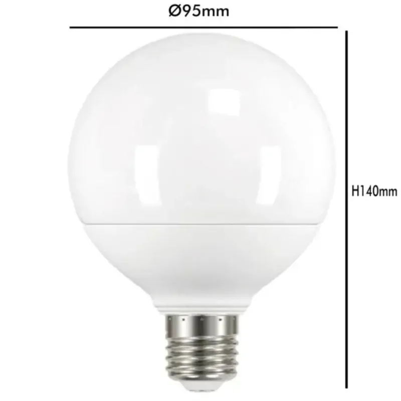 LED globe bulb G95 technical dimensions 95mm diameter E27 base measurements lamp specification
