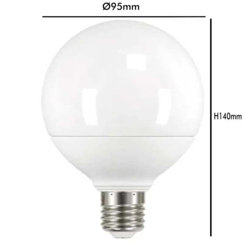 LED globe bulb G95 technical dimensions 95mm diameter E27 base measurements lamp specification