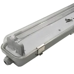 Pantalla estanca IP65 para 2 tubos LED 150cm base ABS difusor policarbonato garajes naves húmedas
