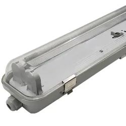 Waterproof batten fixture IP65 for 2 LED tubes 150cm ABS housing polycarbonate diffuser garage warehouse