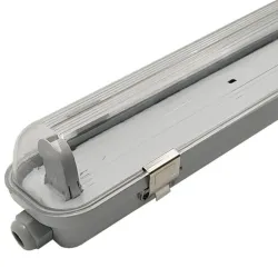 Plafoniera stagna IP65 per 1 tubo LED 120cm corpo ABS diffusore policarbonato esterno garage