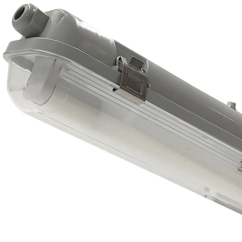 Pantalla estanca IP65 1 tubo LED 120cm interior portatubos casquillo G13 cableado fácil instalación