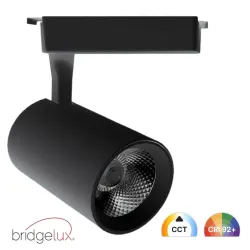 Foco LED 30W PARMA preto calha monofásica CCT selecionável CRI92 48º Bridgelux iluminação lojas