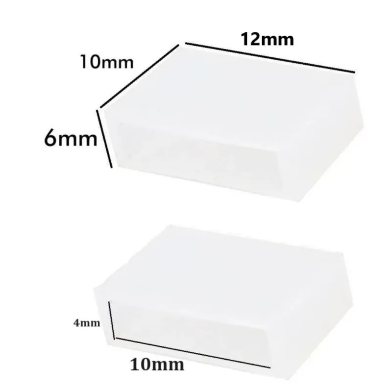 Tampão final silicone fita LED esquema cotas alternativas 10mm 12mm 6mm acabamento profissional