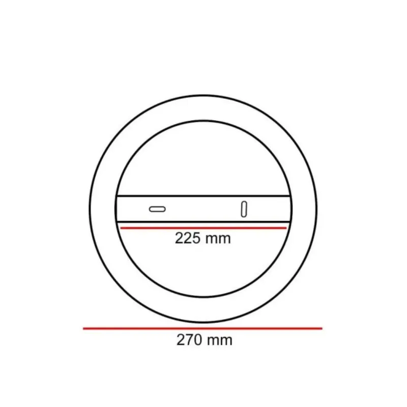 Schéma technique anneau conversion saillie downlight mesures 225mm intérieur 270mm extérieur cotes