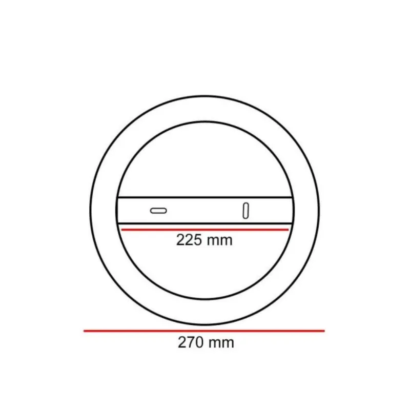 Technical diagram surface converter ring downlight 225mm inner 270mm outer dimensions measurements