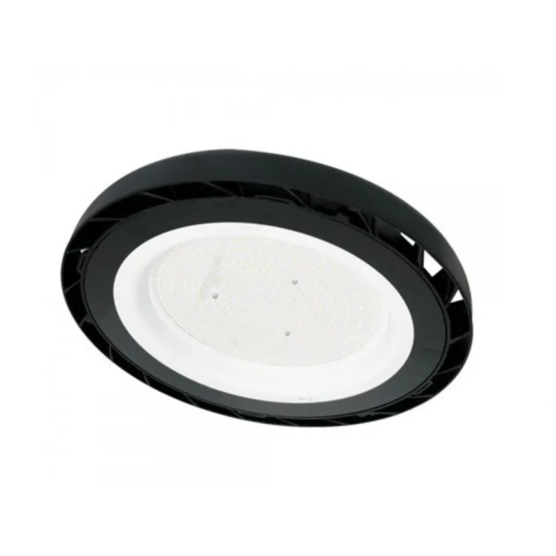 Cloche LED UFO ERMES vue latérale noire ailettes dissipation aluminium design moderne minimaliste