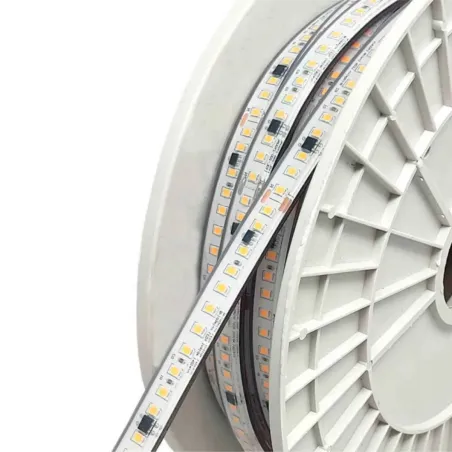 Striscia LED 220V 20W/m 140 LED/m SMD2835 IP67 bobina 50m taglio 10cm dimmerabile TRIAC senza