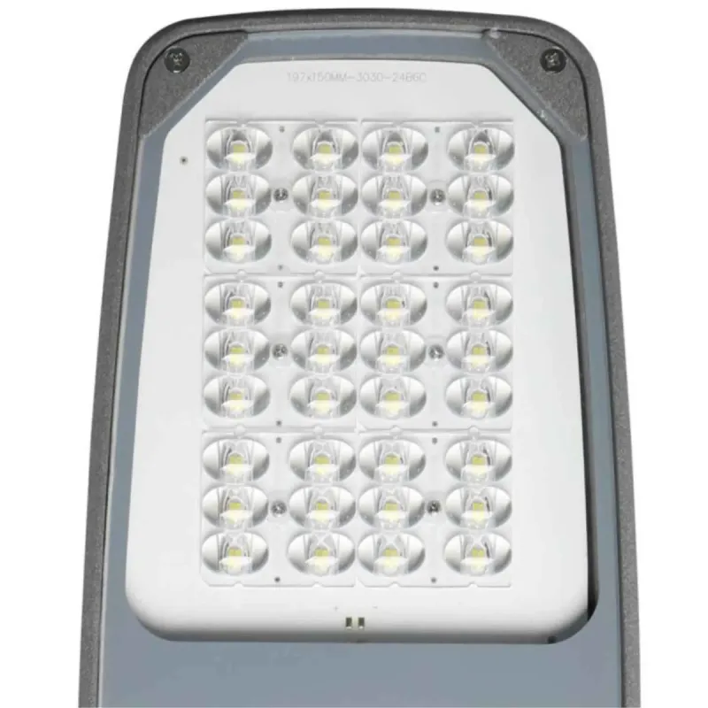 Détail frontal LEDs SMD 3030 Bridgelux lampadaire ASKER 60W matrice lumineuse rendement 140Lm/W
