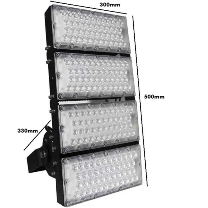 Projetor LED 480W STADIUM MATRIX perfil lateral suporte orientável dissipação alumínio aletas