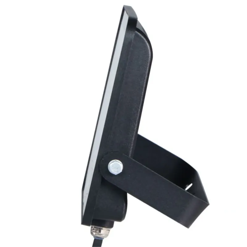 200W LED floodlight side view with adjustable bracket and power cable