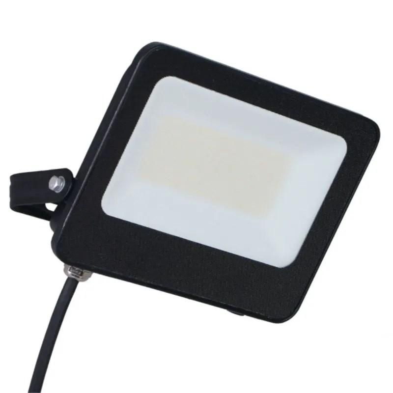 Proiettore LED 50W vista frontale con cavo e diffusore bianco IP65