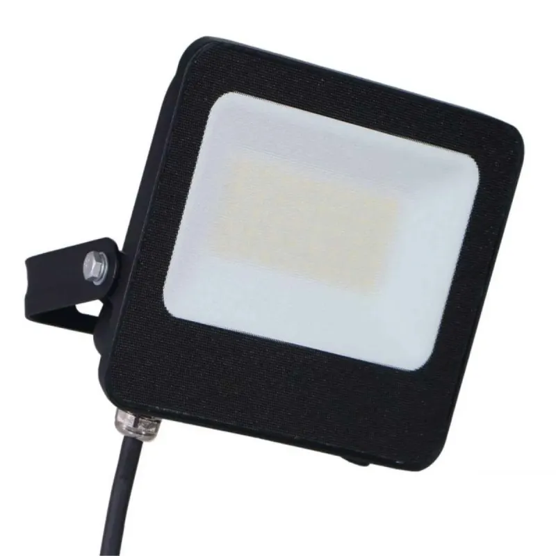 Proiettore LED 30W vista frontale con cavo e diffusore bianco IP65