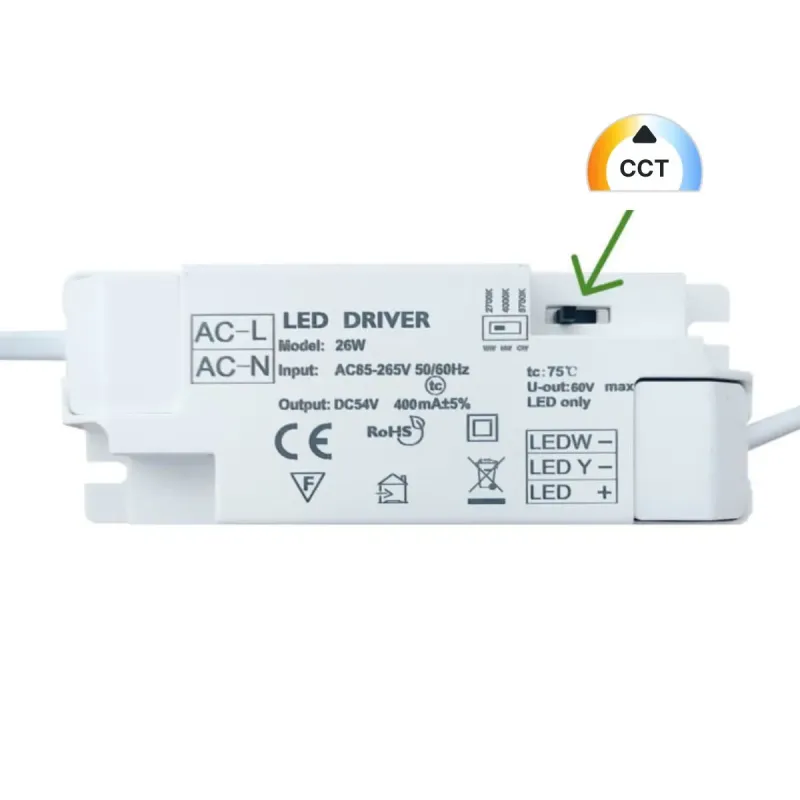 Driver LED 26W CCT seletor de temperatura cor entrada 220-240V para placa