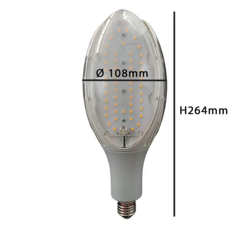 Dimensional diagram 45W E27 LED lamp diameter 108mm height 264mm for street lamps
