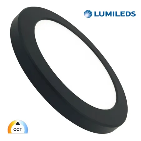 Downlight plafom LED MOSS 18W preto CCT selecionável chip Lumileds diâmetro ajustável