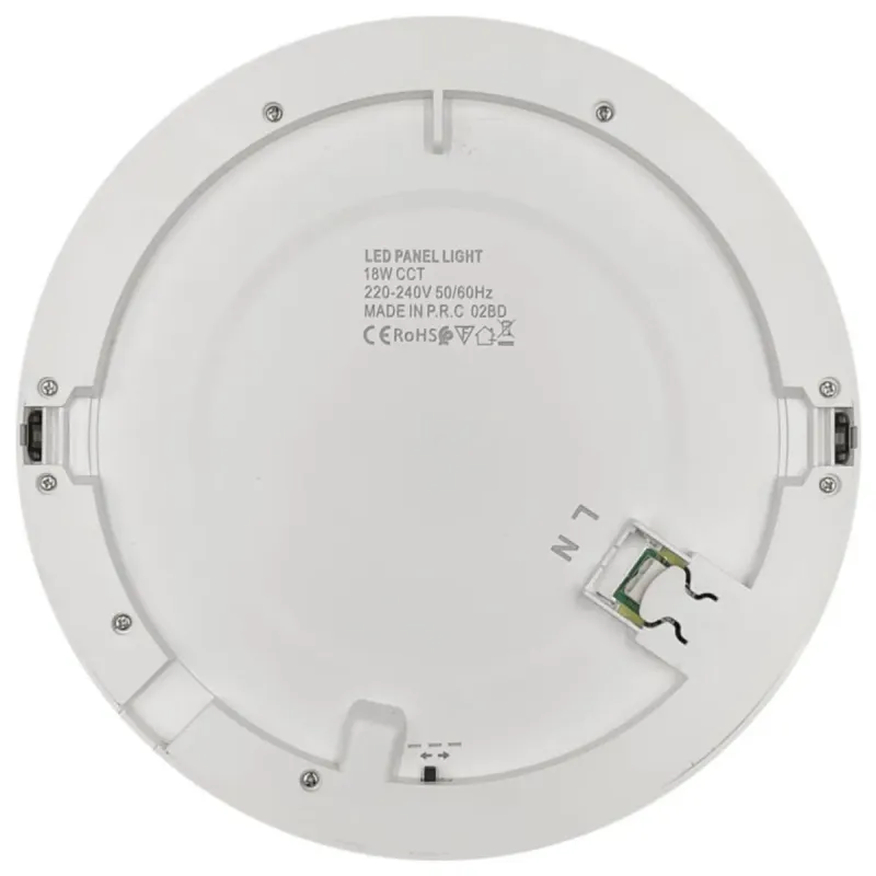 Vue arrière downlight LED MOSS 18W CCT 220-240V avec connecteur L-N marquage CE RoHS