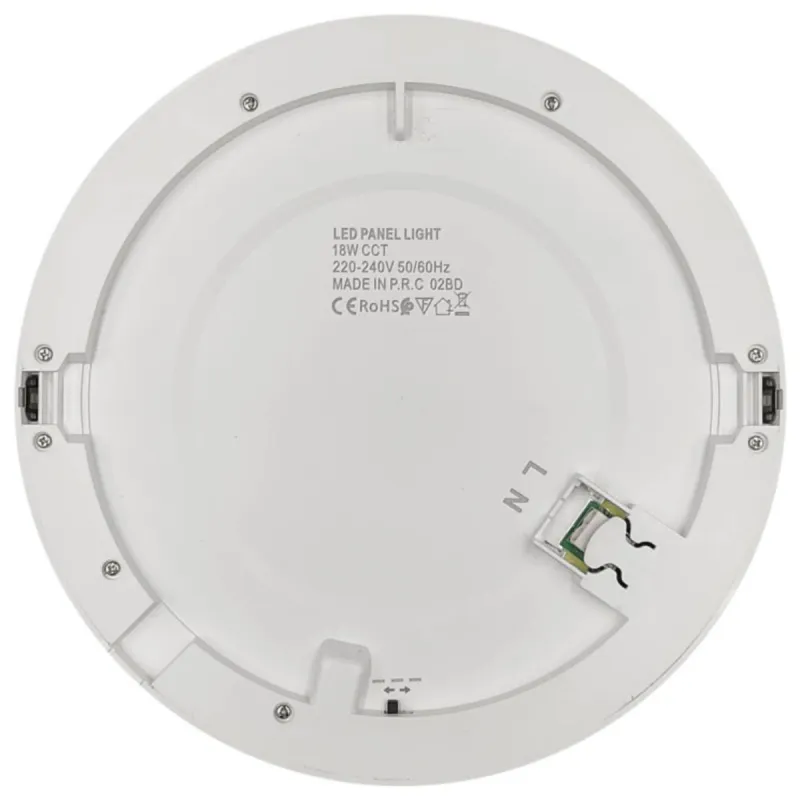 Rear view 18W MOSS LED downlight white CCT 220-240V with L-N connector CE RoHS