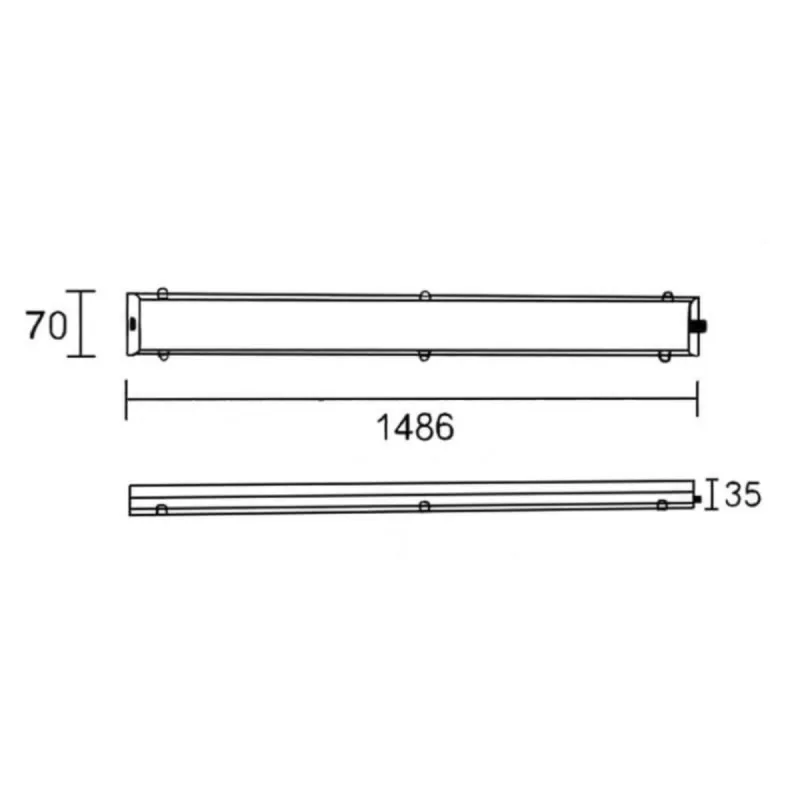 Dimensioni plafoniera LED ARTISTIC 1486mm lunghezza 70mm larghezza 35mm altezza