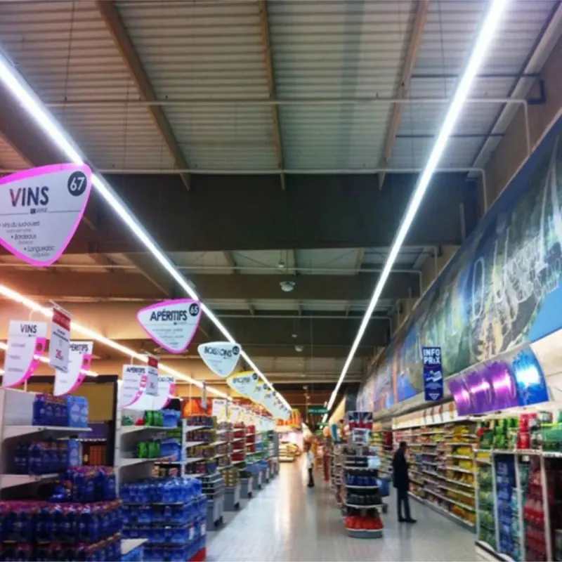 ARTISTIC LED battens supermarket installation commercial aisle lighting