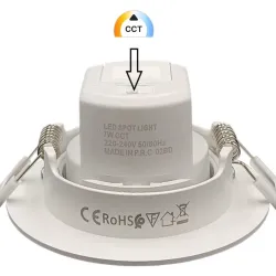 CCT switch detail 3000K 4000K 6000K LED downlight 7W adjustable 220-240V