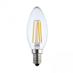 Bombilla LED filamento vela E14 C35 4W cristal dorado decorativa hogar