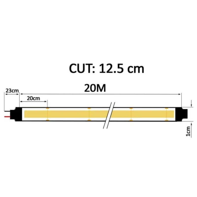 Technical diagram 220V COB LED strip 14W/m cut every 12.5cm 20m