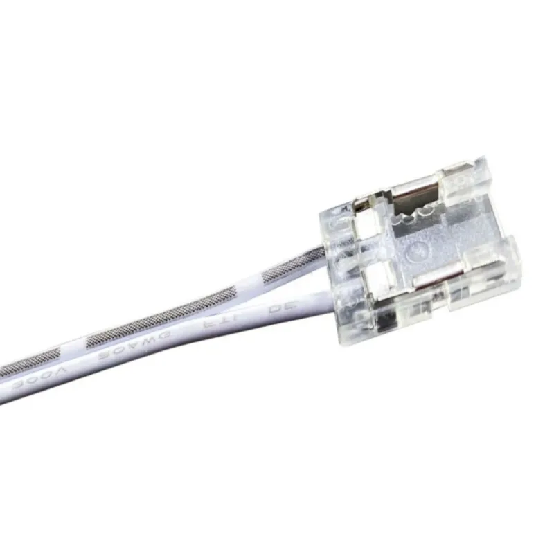 Détail connecteur transparent ruban LED COB SMD 10mm IP20 câble connexion