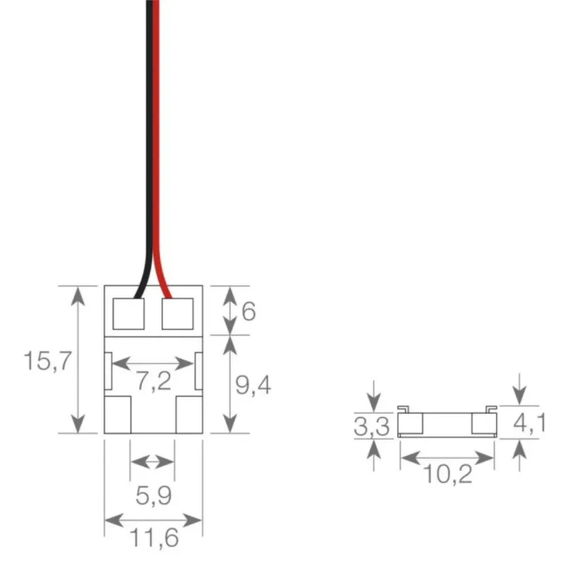 Esquema técnico medidas conector transparente tira LED COB SMD 10mm IP20 mm