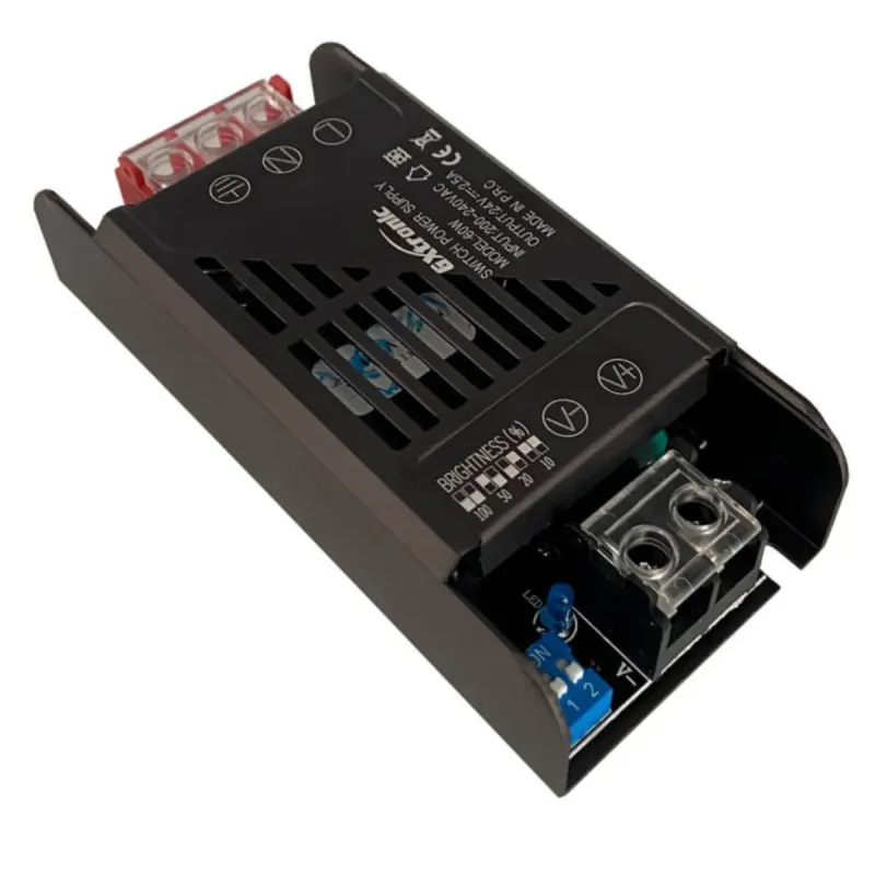 Fonte alimentação fitas LED 24V 60W 2,5A IP20 alumínio GXTronic regulável