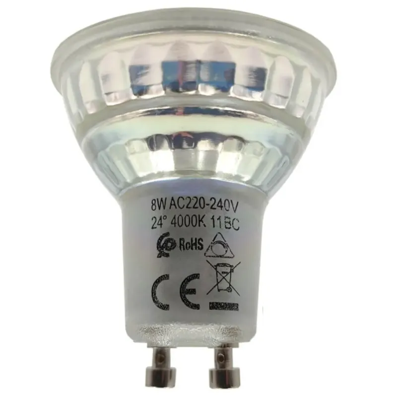 GU10 LED bulb 8W side view CE certification mark bi-pin base transparent glass high quality