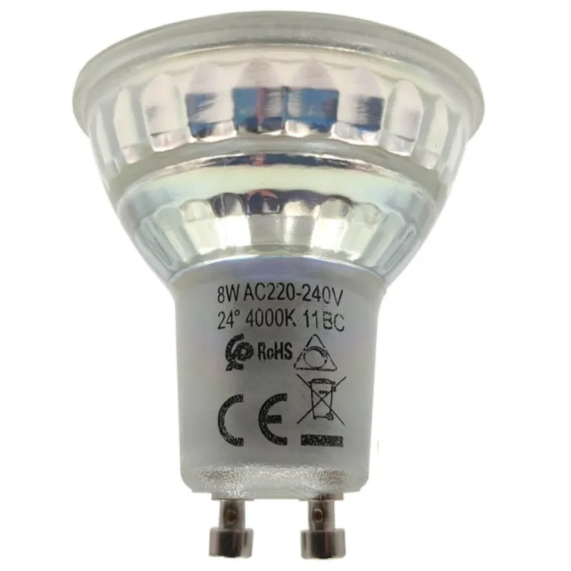 GU10 LED bulb 8W side view CE certification mark bi-pin base transparent glass high quality