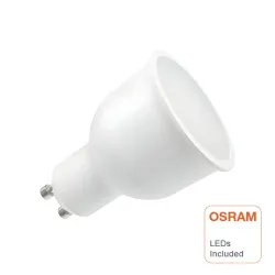 Dicroica LED GU10 10W chip OSRAM DURIS E 2835 1200lm 100 grados cuerpo blanco vista lateral