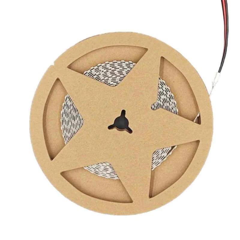 24V SMD2835 LED strip reel front view 5m with red black connection cable