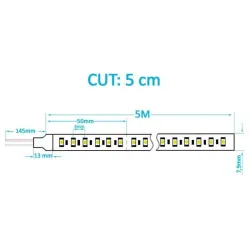 Technical diagram 24V CCT SMD2025 LED strip cut every 5cm 5m width 7.9mm