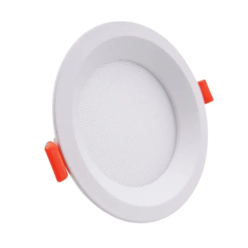 Downlight LED extra-plat 12W puce OSRAM avec diffuseur texturé et clips orange de fixation