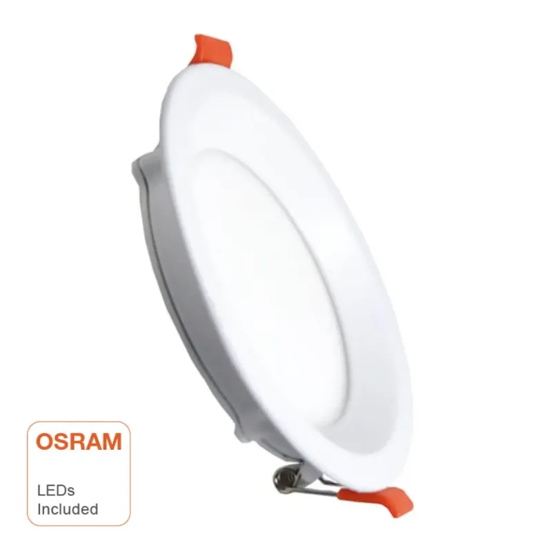 Vue latérale downlight LED slim 12W OSRAM avec profil ultra-fin et ressorts dancrage
