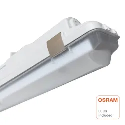 Waterproof LED batten 120cm IP66 OSRAM 35W metal clip detail industrial