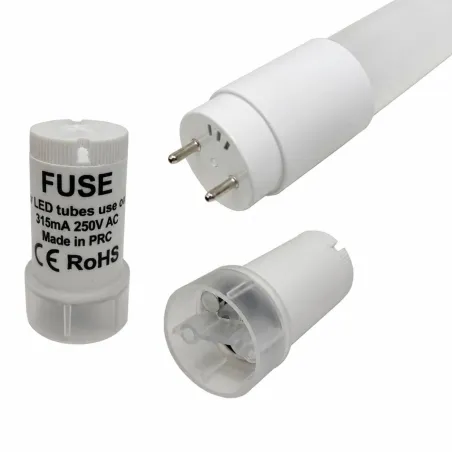 Tubo LED T8 cristal 10W 60cm con casquillo G13 y puente cebador para sustituir fluorescentes