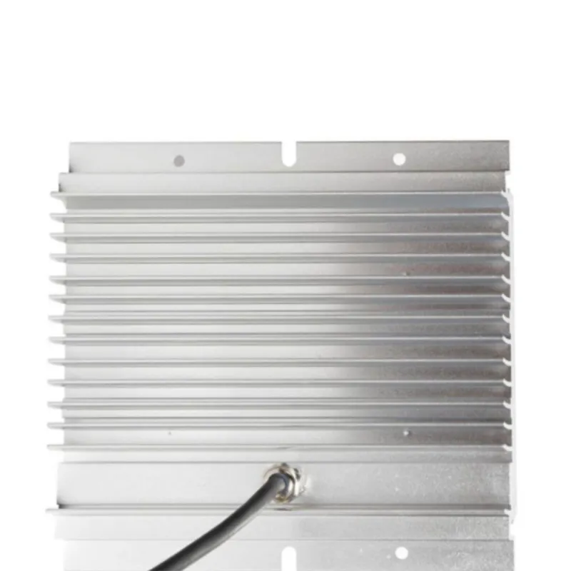 Rear view LED retrofit module 65W MOSO with aluminum finned heatsink and wiring cable