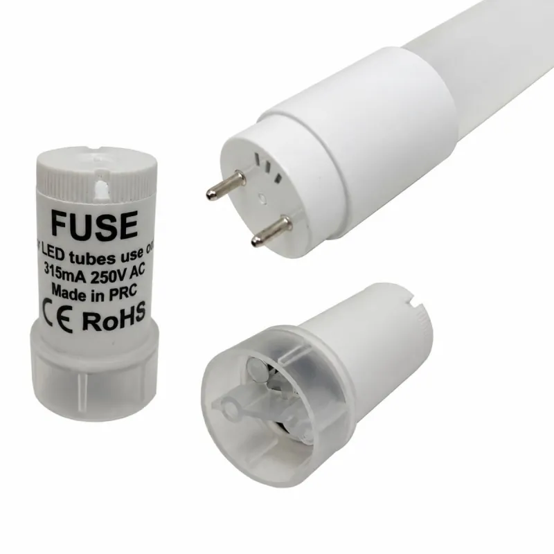 T8 LED tube 25W 150cm glass with G13 cap, 315mA fuse and safety starter included