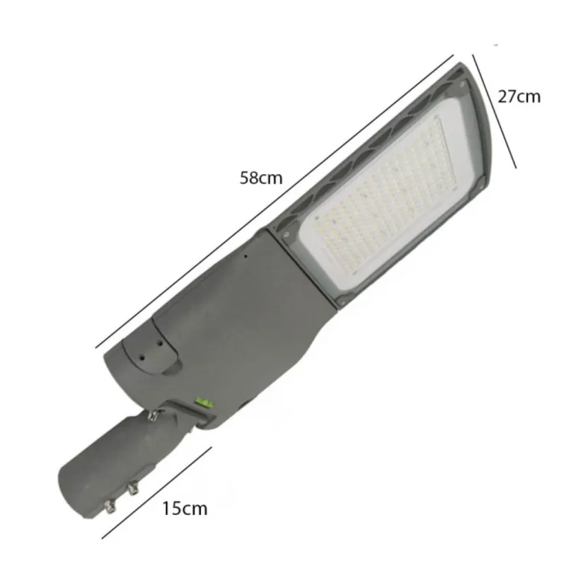 CAPRI LED street light dimensions: 58cm long, 27cm wide and 15cm fixing arm