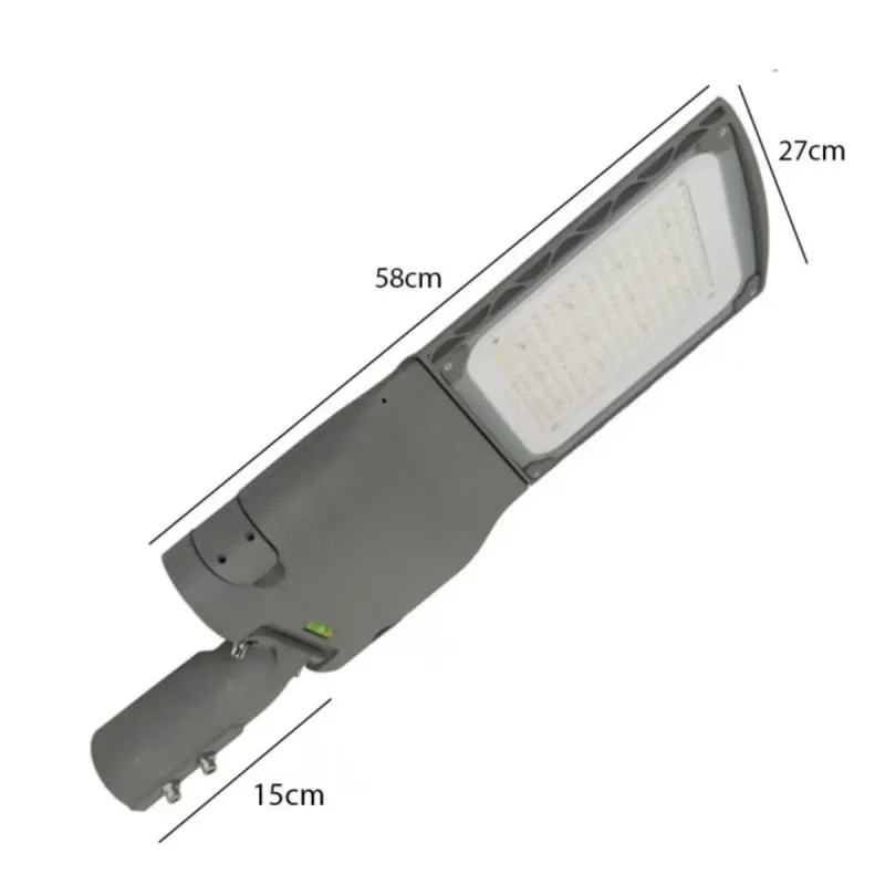 CAPRI LED street light dimensions: 58cm long, 27cm wide and 15cm fixing arm