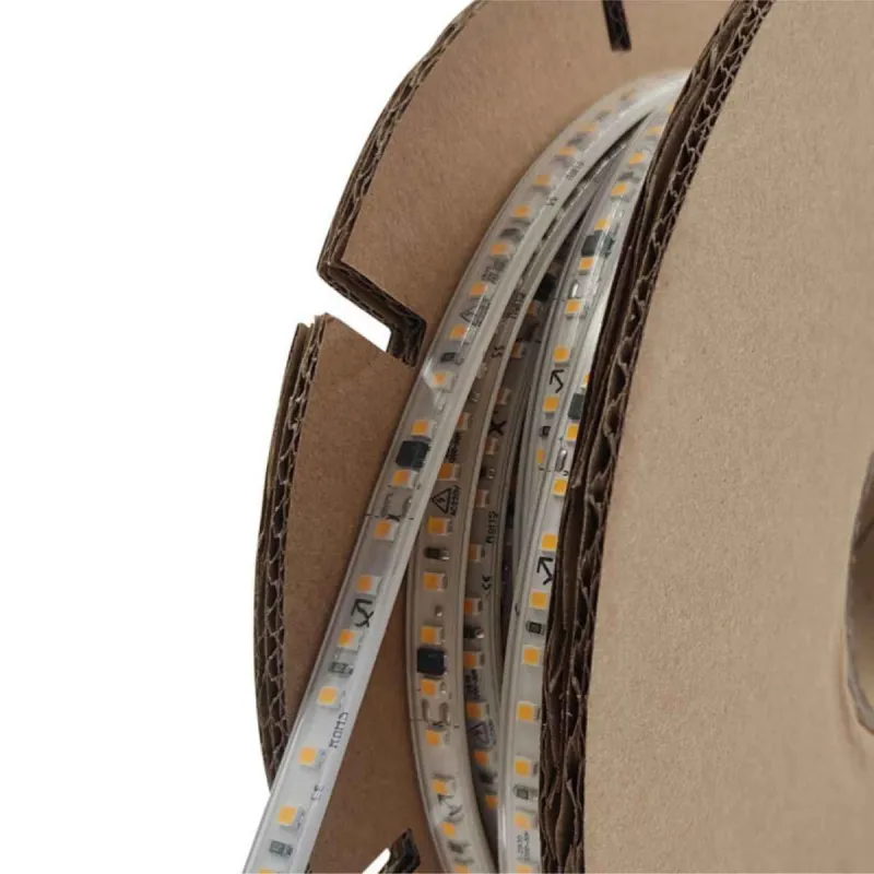 220V IP67 LED strip reel with transparent silicone sleeve for outdoor lighting