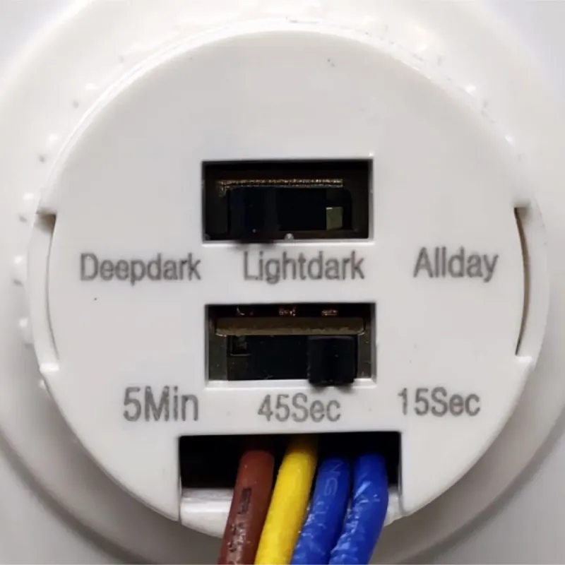 LED ceiling lamp switches: modes Deepdark/Lightdark/Allday and times 5Min/45Sec/15Sec