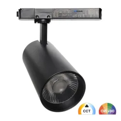 Projetor LED carril monofásico NEW MAYA 40W preto com CCT selecionável e CRI superior a 90