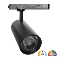 NEW MAYA single-phase 40W black LED track light with selectable CCT and CRI above 90