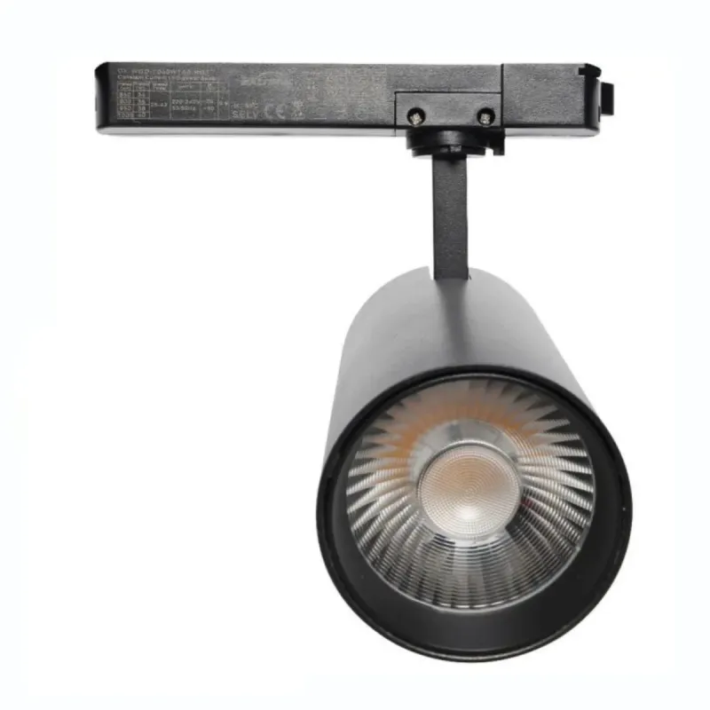 Front view NEW MAYA LED track light with faceted reflector and COB chip for low glare UGR 13