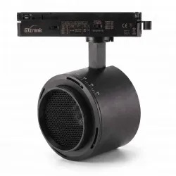 Foco de carril monofásico LED 28-40W negro con driver GXtronic, lente antideslumbrante y óptica regulable 24-60°