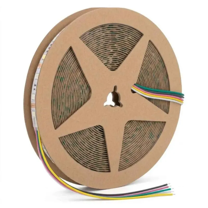Ruban LED 24V RGB+CCT en rouleau (bobine) avec câbles de connexion à 6 fils
